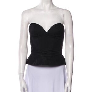 Fleur du Mal Black Strapless Peplum Top